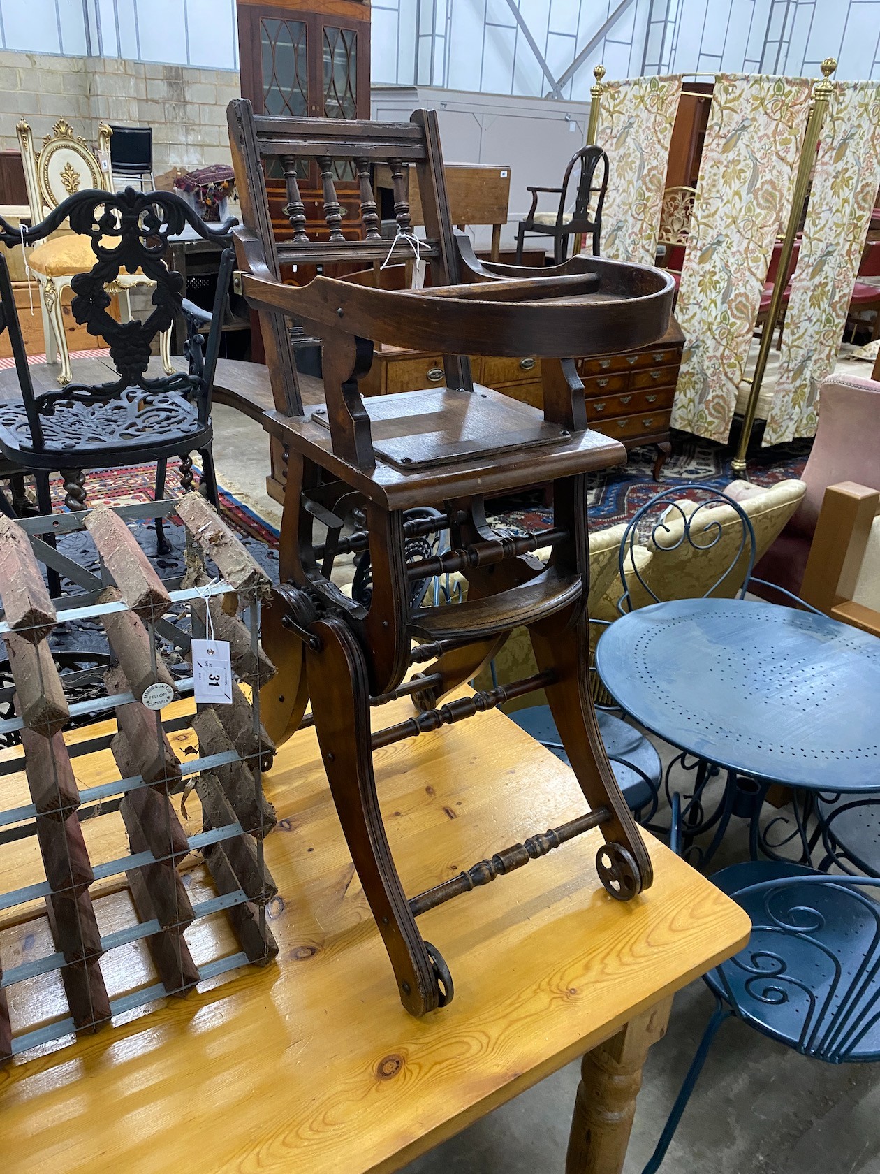 A late Victorian mahogany metamorphic child's high chair